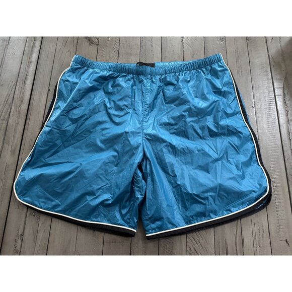 PRADA Mens Logo Athletic Shorts Swim Trunks Beach Satin Blue Size 52 - Picture 4 of 11